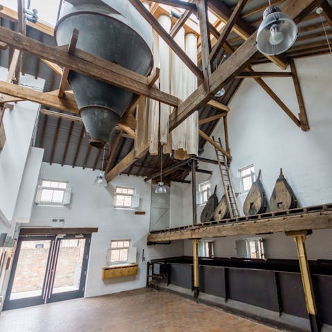 Glimpse into the building's past as a malt house, plenty of the old equipment is still in place