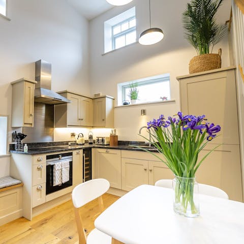Prepare sumptuous family feasts in the stylish kitchen