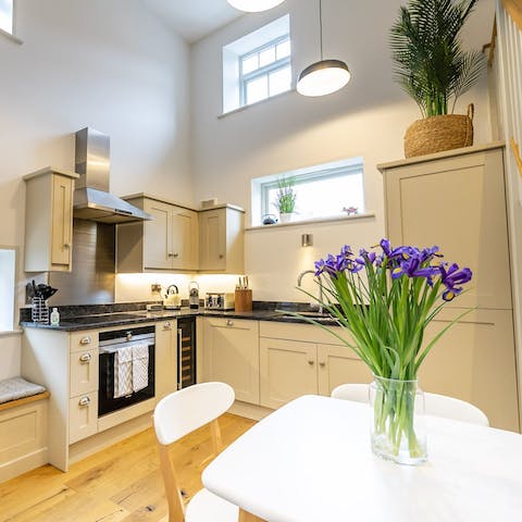 Prepare sumptuous family feasts in the stylish kitchen