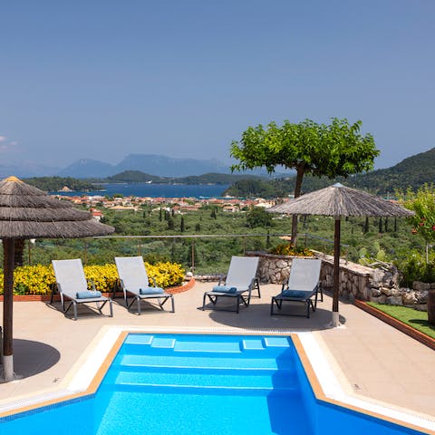 Soak up breath-taking mountain views from the private pool