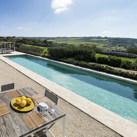 Swim laps in the lovely pool