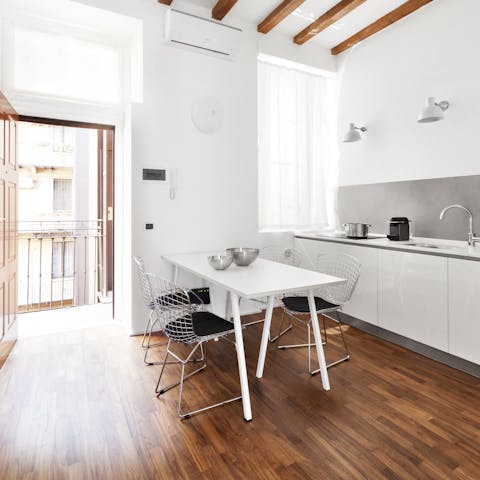 Enjoy some minestrone at the dining table