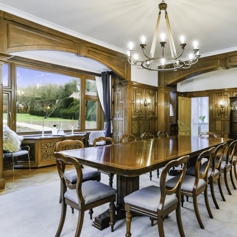 Enjoy a roast with a view of the grounds beyond the window
