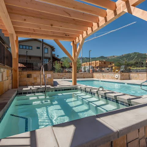 Unwind with a soak in the hot tub or a dip in the shared pool