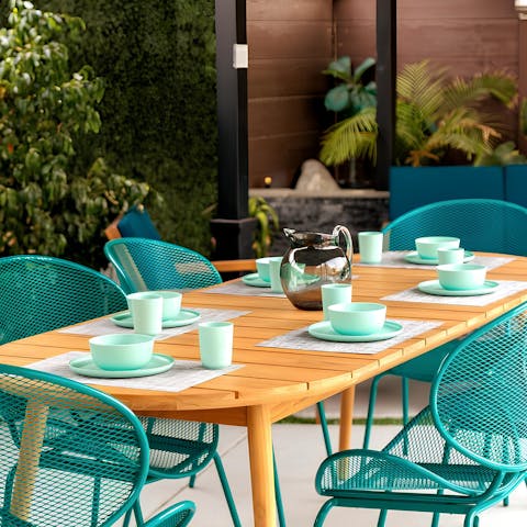 Enjoy a glass of Californian wine on the patio