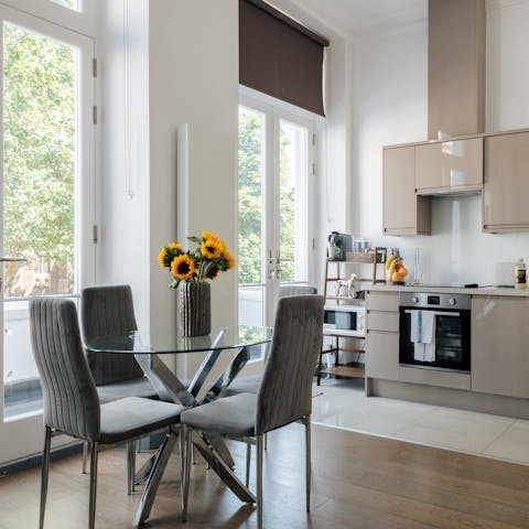 Prepare snacks or meals in the convenient kitchen