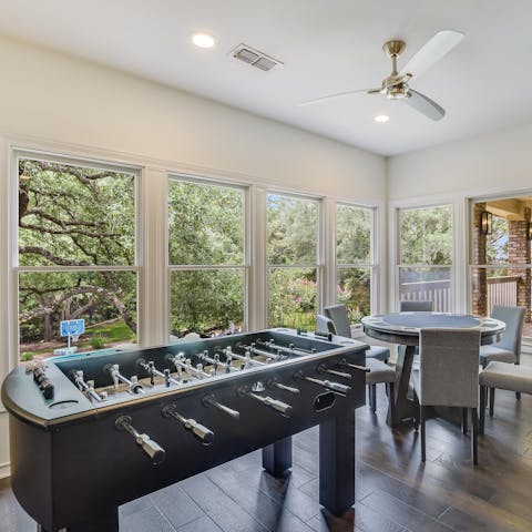 Get competitive – games night options include table football and, of course, Texas Hold' em