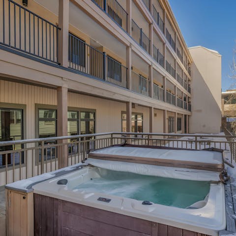 Unwind in the shared hot tub after a day of exploring Aspen