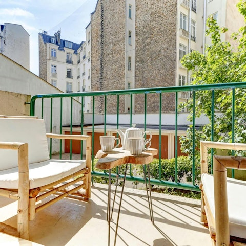 Enjoy a coffee on the small but private terrace