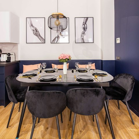 Start the day with croissants at the dining table