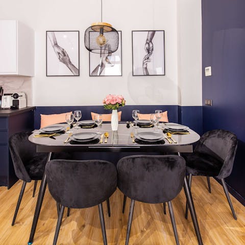 Start the day with croissants at the dining table