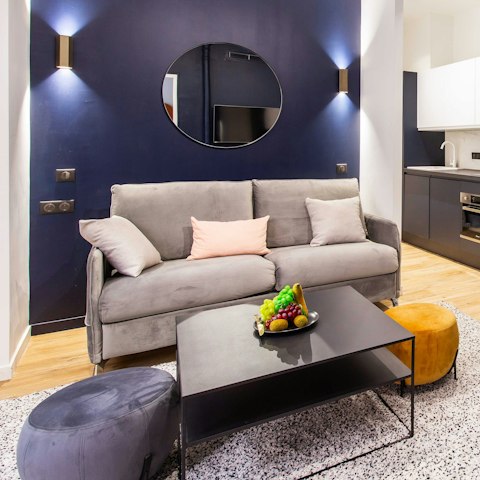 Relax on the sofa as you plan your Parisian itinerary