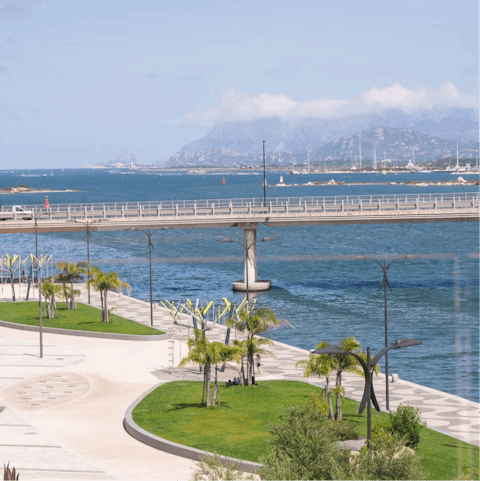 Stroll along Olbia's promenade at sunset, just moments away