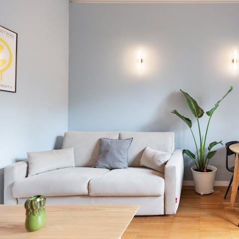Relax on the sofa with a good book before heading out for tapas