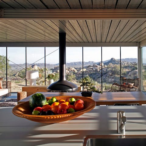 Enjoy the light streaming in through the floor-to-ceiling windows