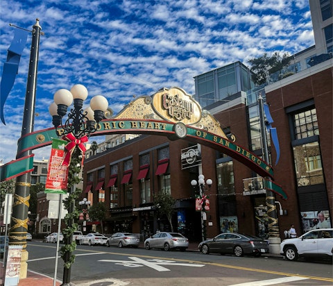 Visit San Diego's historic Gaslamp Quarter, thirteen minutes by car
