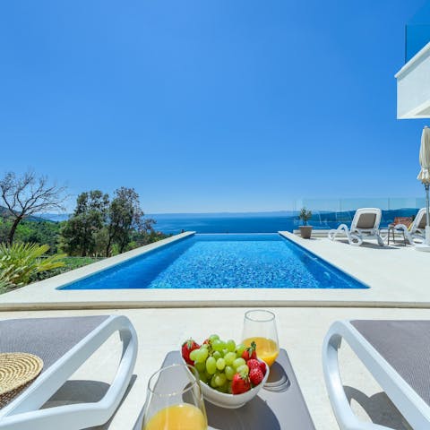 Take in the stunning views over the Adriatic Sea from the infinity pool
