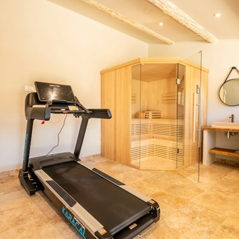 Keep up with your fitness in the gym and sauna