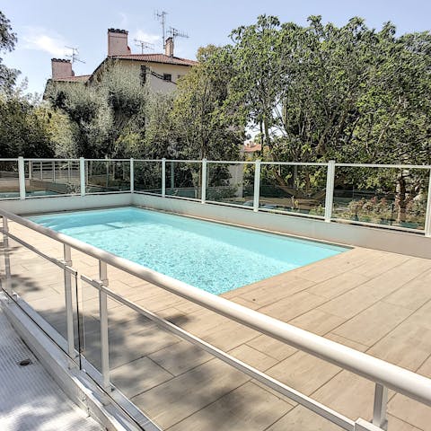 Cool off in the shared swimming pool