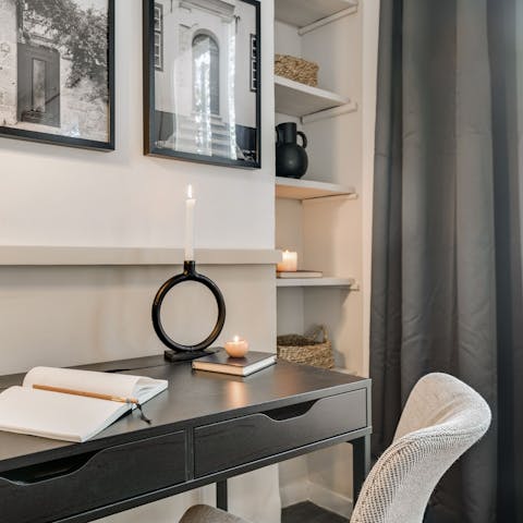 Catch up on a spot of work at the bedroom desk