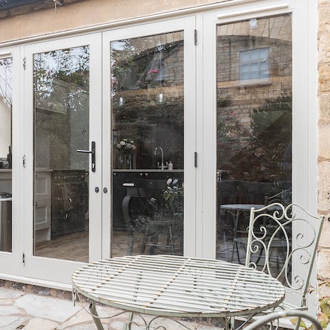 Savour morning coffees at the bistro table outside