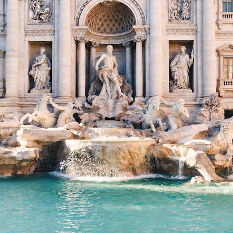 Make the twenty minute stroll to reach the Trevi Fountain