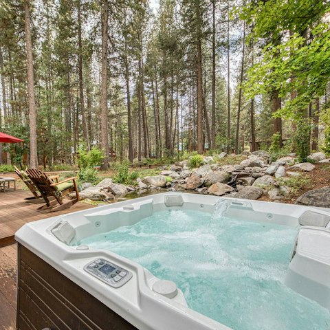 Unwind with a soak in the private hot tub