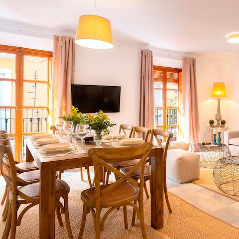 Come together around the wood dining table for a Spanish breakfast tortilla