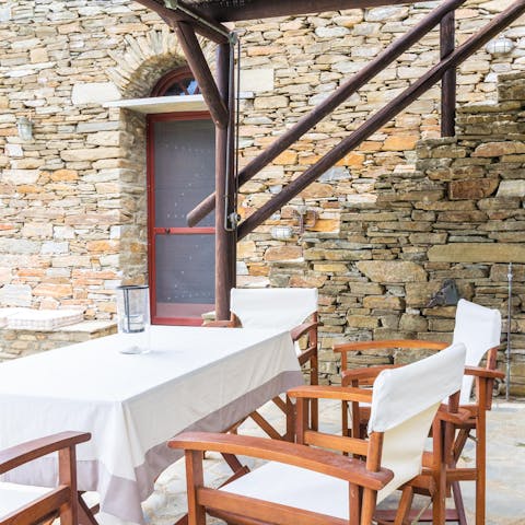 Gather around on one of two private terraces for cocktails after dinner