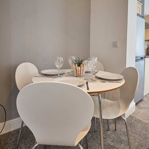 Tuck into traditional fish and chips around your dining table