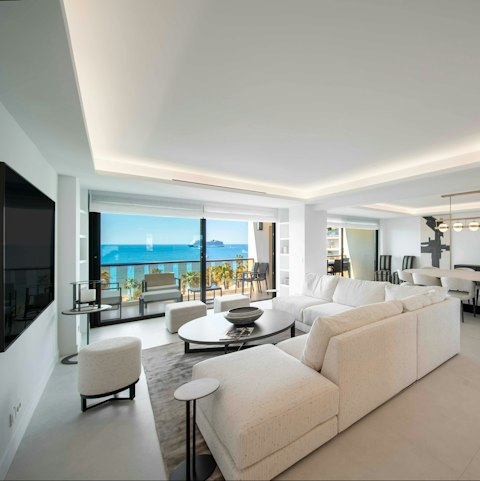 Watch boats drift across the bay from the living space