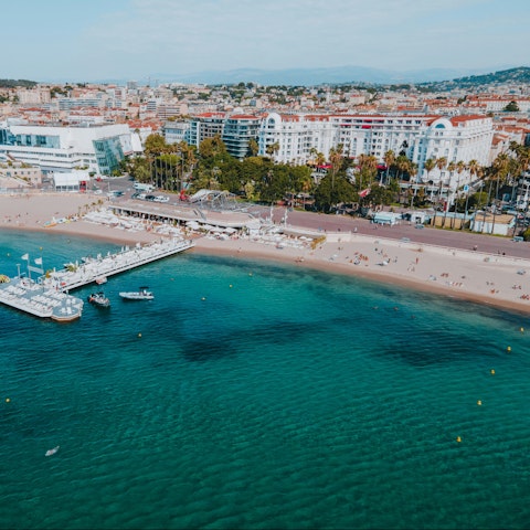 Stroll along the Boulevard de la Croisette and the seafront, a short walk away