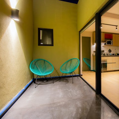Serve drinks on the private patio