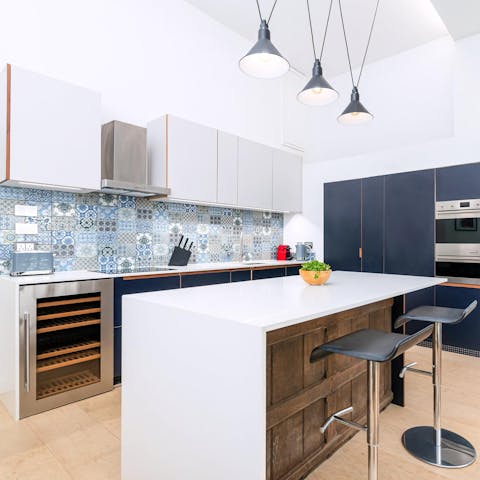 Start your day with avocado toast in the contemporary kitchen