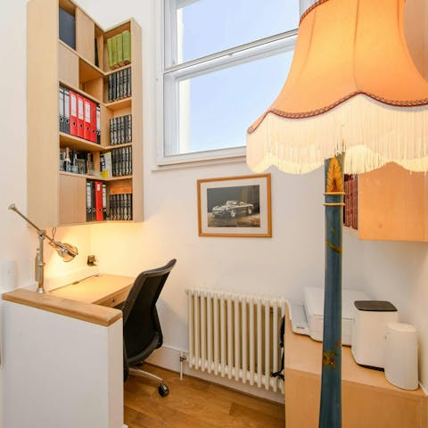 Catch up on emails from the cosy work nook