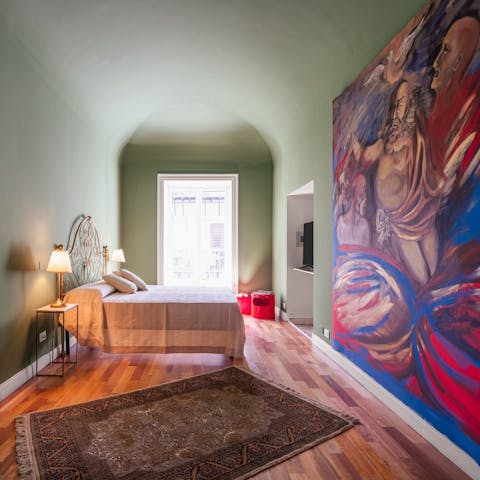 Sleep soundly beneath carved arches and storied ceilings