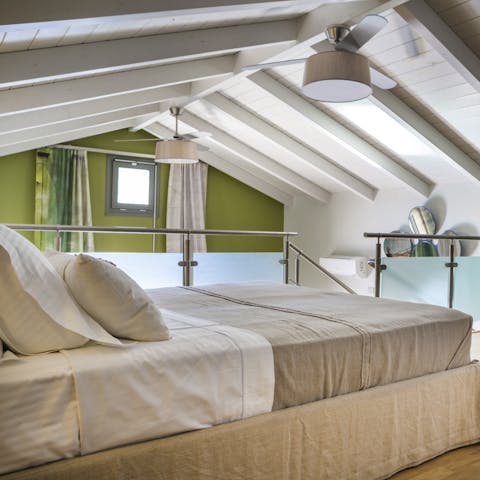 Rest in the cozy attic bedroom