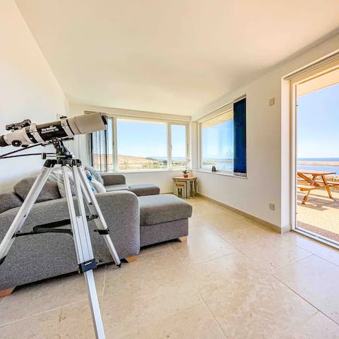 Admire the night sky and spot some shooting stars through the telescope