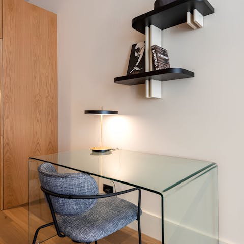 Catch up with work at the dedicated desk area