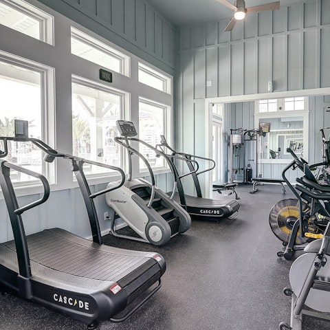 Head to the shared gym for an energising workout