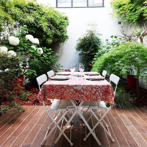 Sip on a glass of wine and catch up in the privacy of the garden