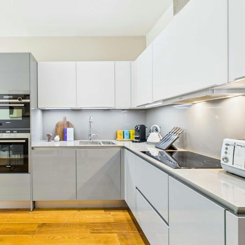 Prepare meals at home in the modern kitchen