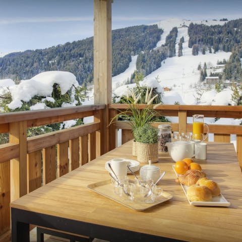 Admire the mountain scenery from the balcony