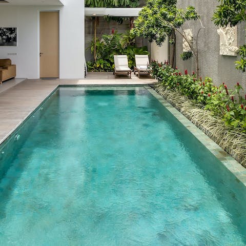Go for a refreshing dip in the private swimming pool