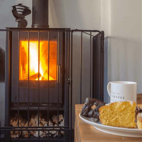 Curl up by the crackling fire with a good book and a cup of hot cocoa