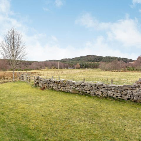 Take in the beautiful vistas over the Scottish countryside from the garden