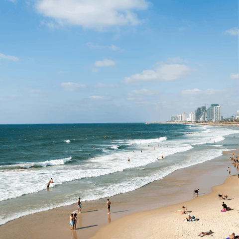 Stroll down to Gordon Beach, five minutes away