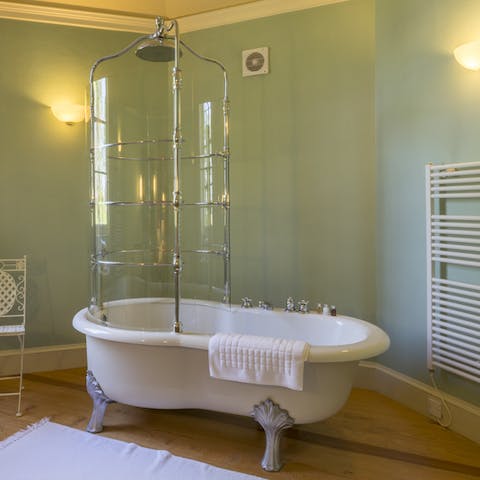 Soak in the standalone tub