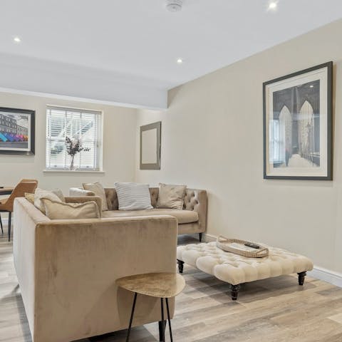 Unwind in the warm and welcoming living space after busy days spent outdoors