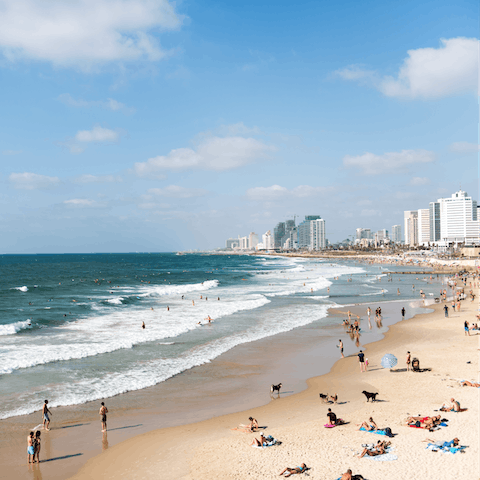 Sink your toes in the sand at Tel Aviv's beaches, the nearest of which is 655 metres from your door